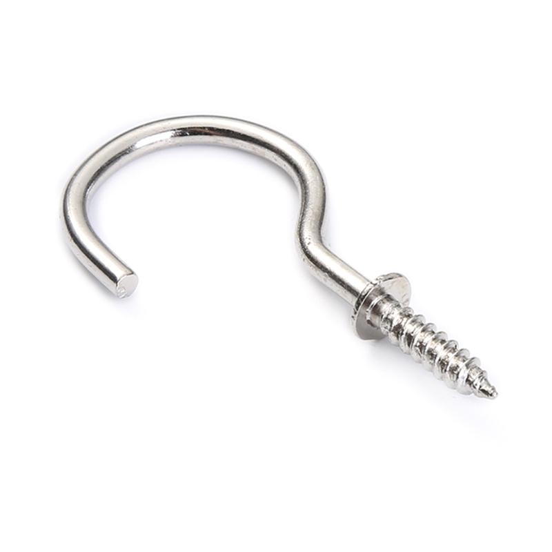 Pack of 100 Steel Screw Hooks Hook Screws Stainless Steel Screw Hooks Eye Screw Ceiling Hooks Simple Installation