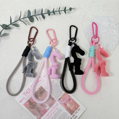 Funny Flocked Horse Keychain Cartoon 2026 Horse Mascot Pony Key Chain Horse Bag Pendant