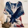 Women Plus Size Loose Batwing Sleeve Top Round Neck Colorful Heart Print Casual Short Sleeve Tunic Blouse