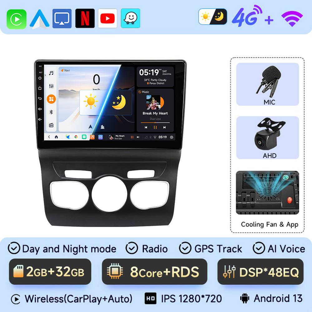 JIUYIN Android 13 Car Radio For Citroen C4 2 B7 2013 - 2016 Wireless CarPlay Android Auto Multimidia Video Car Systems