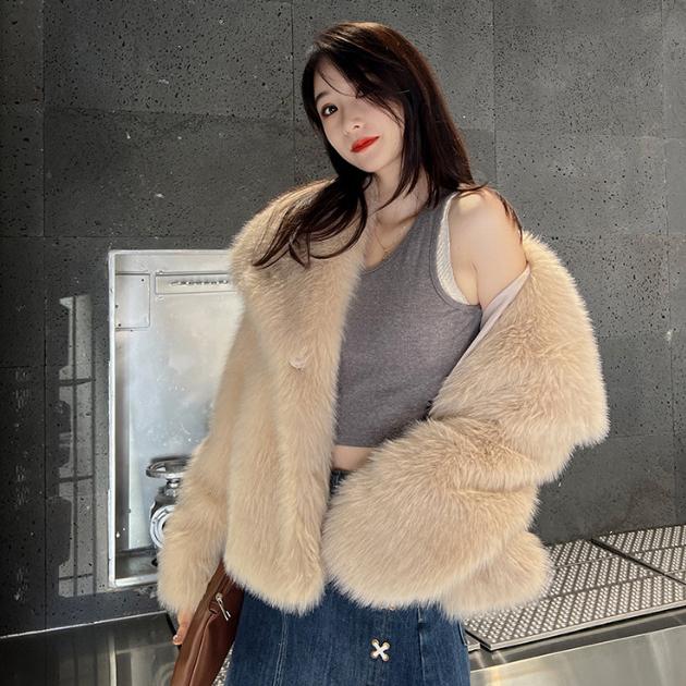 

Дизайнерская шуба женская Abrigo Peludo Mujer Casaco Шуба XL бежевый