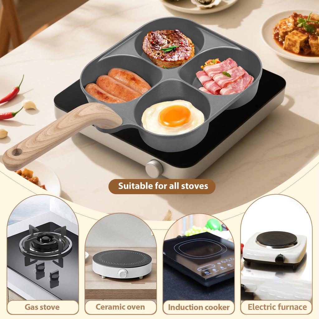 Egg Pan Omelette Pan 4 in 1 Fried Egg Pan for Induction Cookers Egg Pancake Pan with Non Stick Coating for Gas Electric Stoves