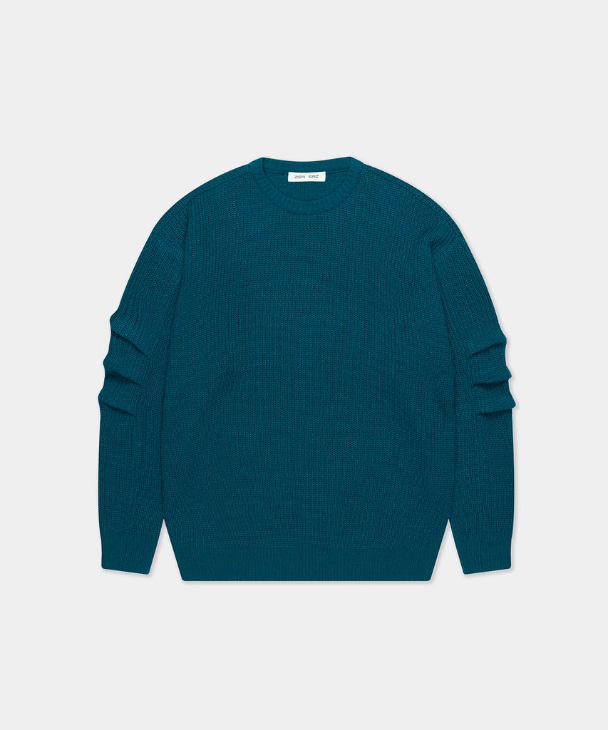 ZENSAI Oversized Crew Neck Knit Blue