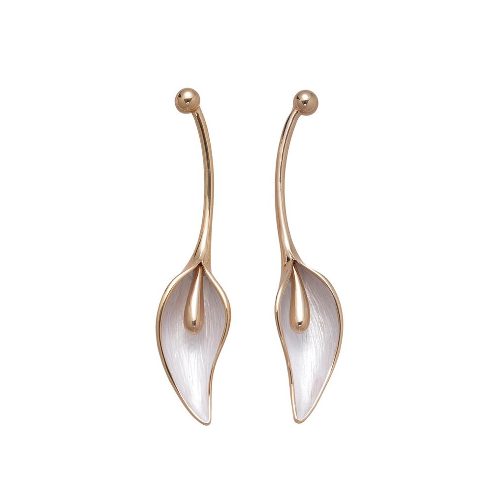 European and American original metal wind spray paint flower silver needle earrings heavy industry personalized earrings niche petal earrings women