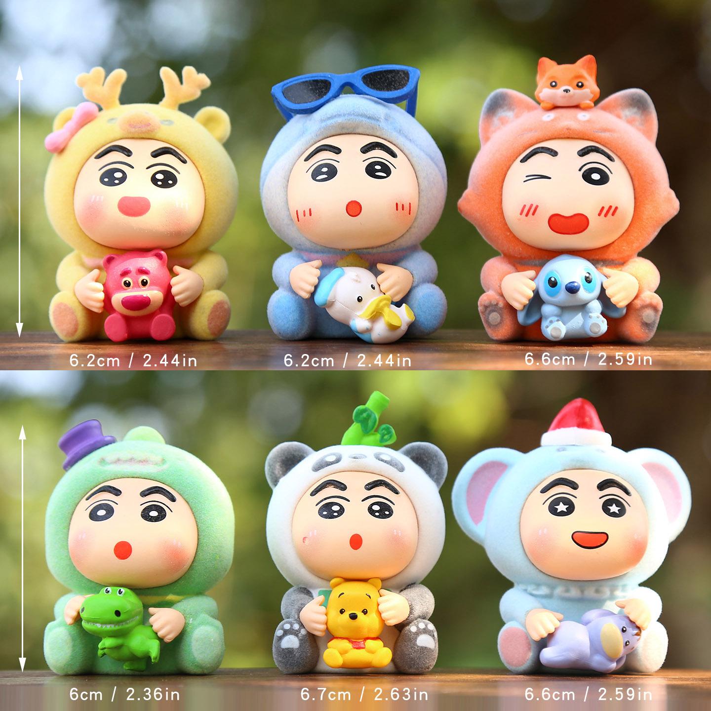 Anime Shin-chan Flocking Animal Series: Q Version Panda & Elephant Figure Toy Ornament
