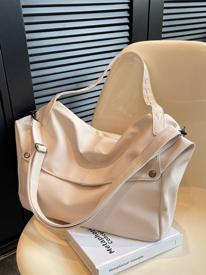 Large Capacity Women's Solid Color Korean Style Fashion Tote Shoulder Bag