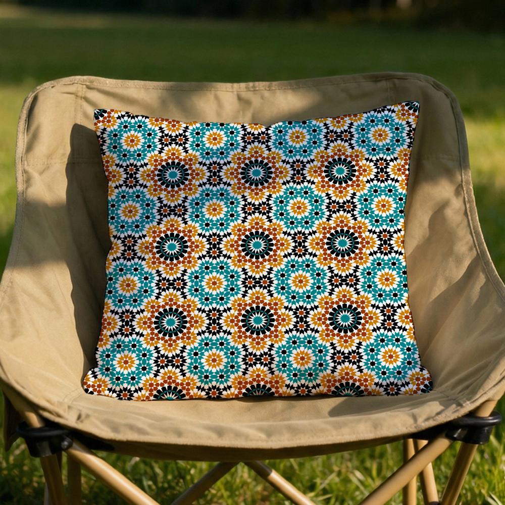 Moroccan Ethnic Pattern Cushion Cover Soft Reversible  Durable Pillow Cover  MultiScene Use for Home  Car Daily Comfort