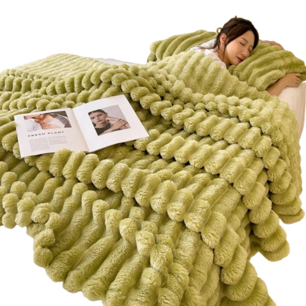 Plush Nap Blanket 200x150cm Bed Sheet Cover Blanket Simple Faux Rabbit Fur Blanket Living Room