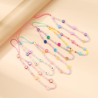 Creative Handmade Colored Acrylic Beaded Mobile Phone Chain Ins Personalized Soft Pottery Wrist Anti-loss Pendant Pendant