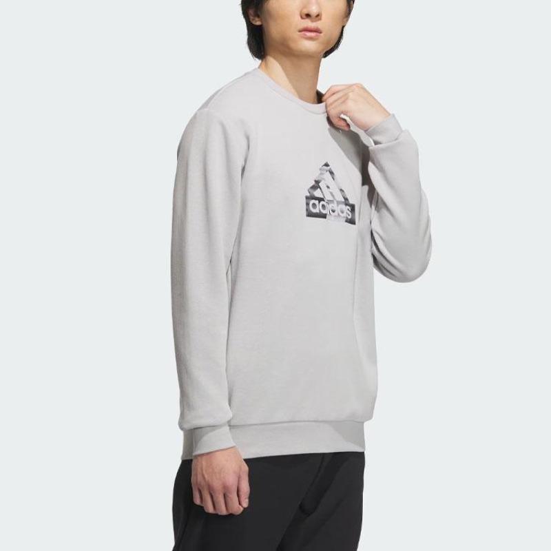 adidas City Escape Letter Logo Print Pullover Sweatshirt Men Tops Light-Grey IT3962