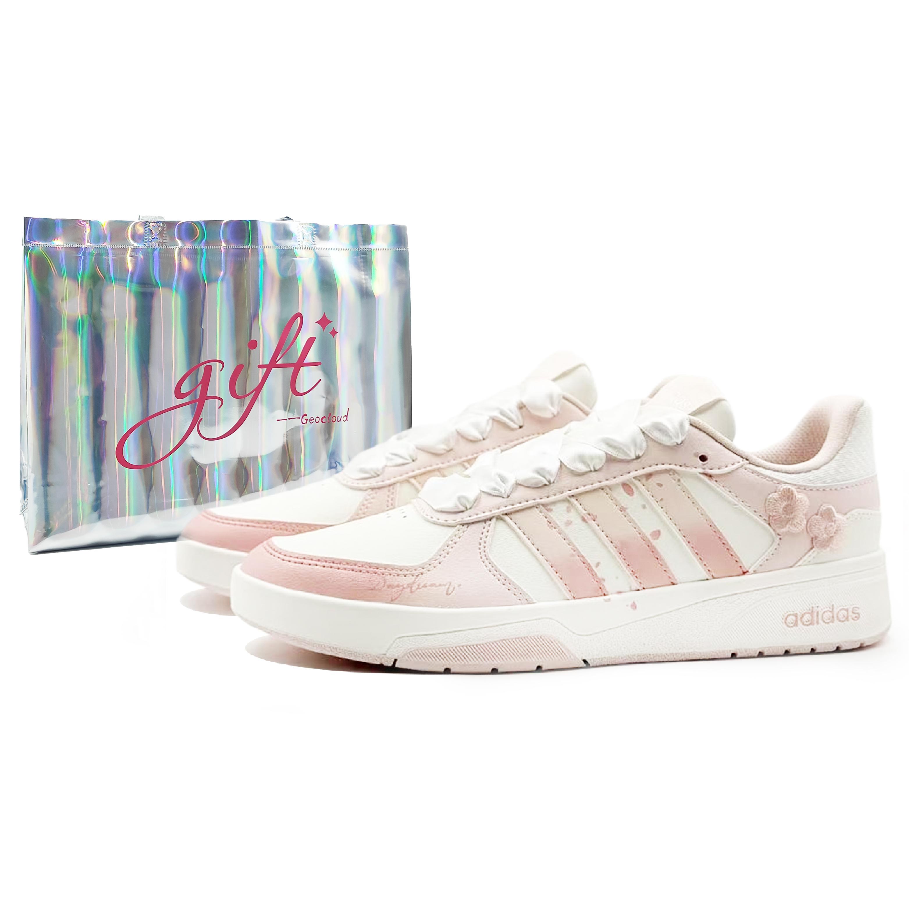 

Adidas COURTBEAT Synthetic Leather, Textile Low top Skateboard Shoes Men s White Pink KI6785(Team1181- S) 37⅓