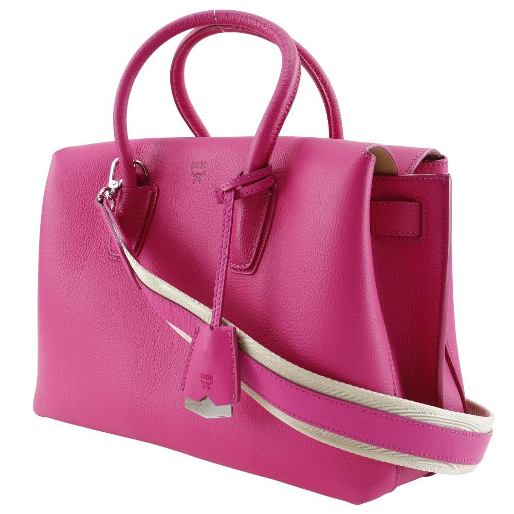 MCM Mirror Handbag MWT 6SMA04 PU001 2WAYShoulder Pink Leather Women Used