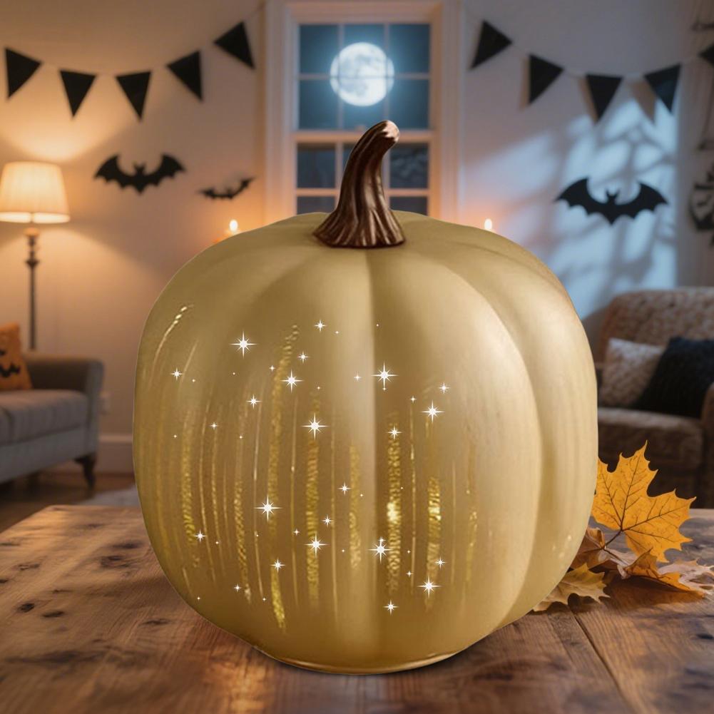 Glowing Halloween Pumpki Night Pumpkins Twinkle LED Light Sparkling Starry Night Glass Pumpkin Halloween Decor for Witch Party