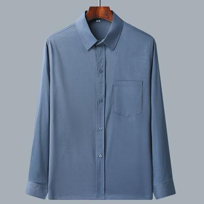 Men's Clothing Turn-down Collar Spring Summer Solid Simplicity Handsome Man Button Pockets Office Business Casual Fashion Shirts