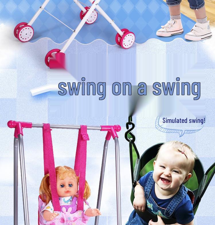 Kids' Dollhouse Play Area Lightweight Stroller with Doll