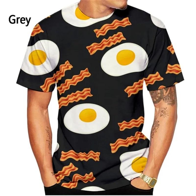 Fashion 3D Printing Fried Eggs Graphic T-Shirts Short Sleeves Round Neck Plus Size Streetwear Men's T-shirts