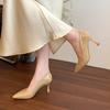  Professional temperament Shallow single shoes patent leather  Versatile high heels Fattened and widened large size women's shoes