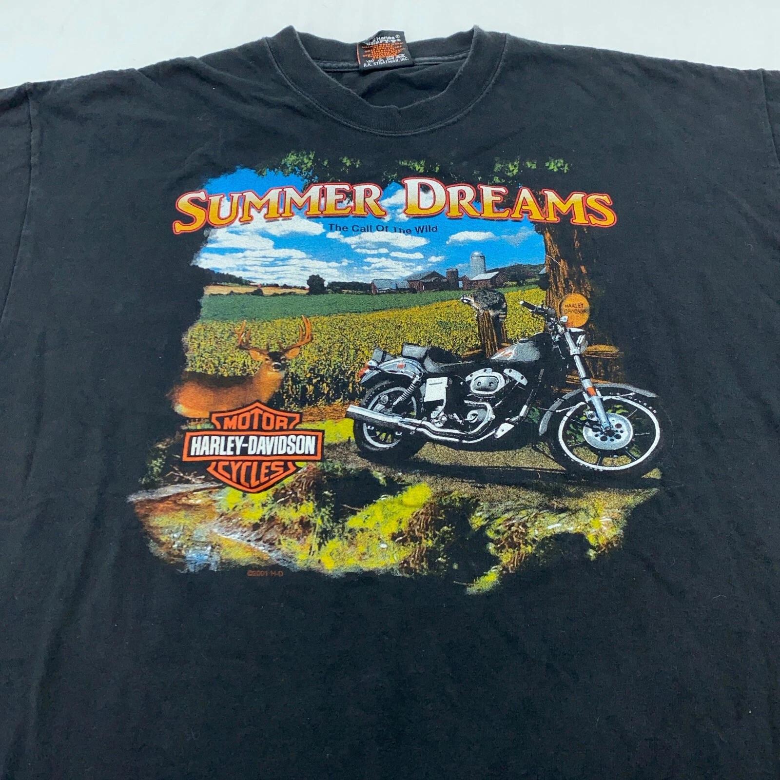 

винтаж HARLEY DAVIDSON МОТОЦИКЛ ЛЕТНИЕ МЕЧТЫ SANDUSKY OHIO Футболка L/XL олень S