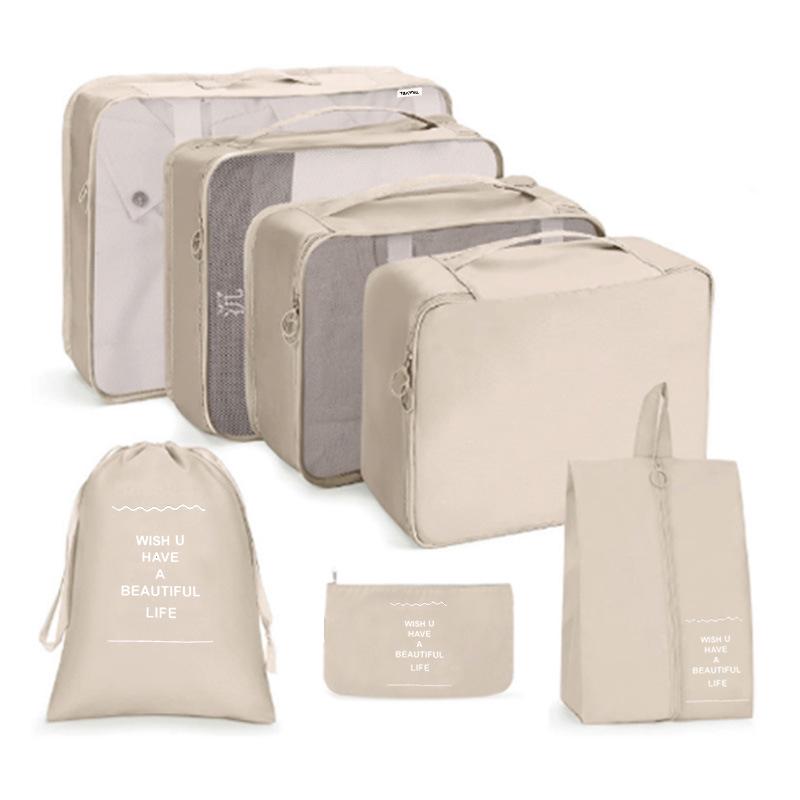 Seven-Piece Travel Storage Set: Digital, Toiletries, Cosmetics, Refillable Bottles, Clothes & Shoes Organizer Bags