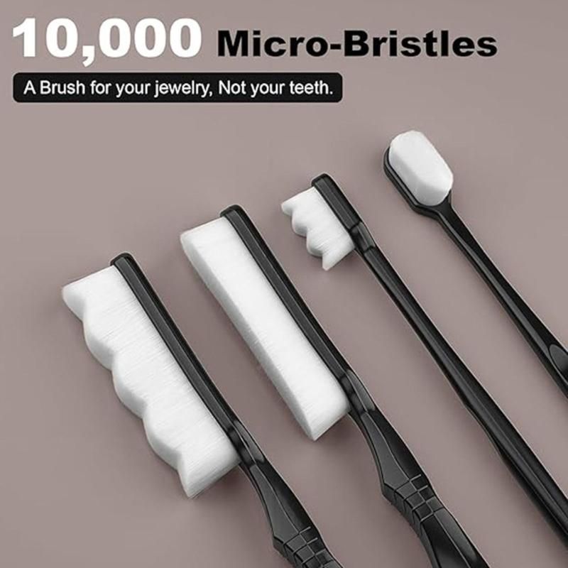 Jewelry Polishing Set with Soft Bristle Brushes and Cloths, 6-Piece Silver Cleaning Kit for Detail Work, Coins, and Silverware Care