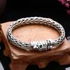 Pure S925 Sterling Silver Jewelry Skull Hand Woven Domineering Man 'S Bracelet Real Silver Vintage Trendy Punk Fine Jewelry Gift
