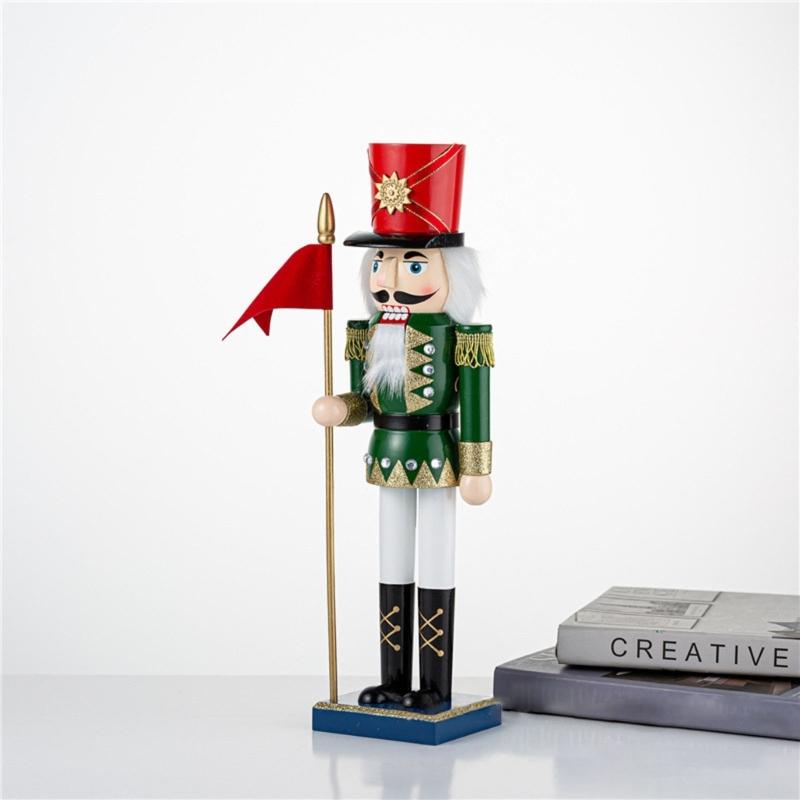 15in Bearer Wooden Christmas Nutcracker King Soldier Figurine Toy Ornaments X3UC