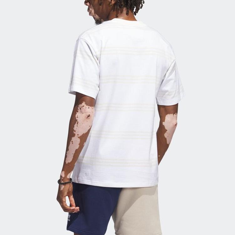 Adidas Originals Striped Color-Block Short Sleeve T-Shirt Men Tops White IL4702