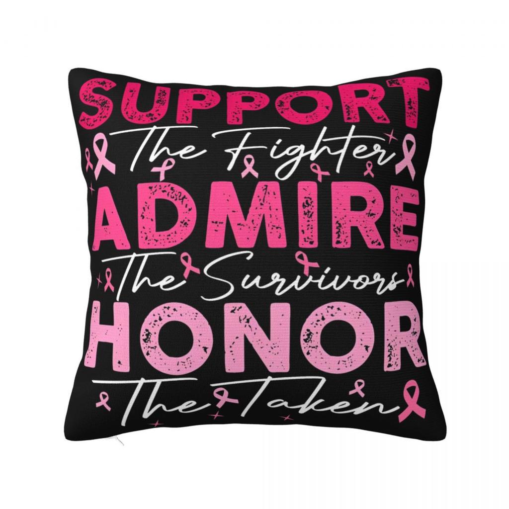 For Breast Cancer Support With Pink Ribbon Pillowcase Polyester Cushion Cover Decor Throw Pillow Case Cover Home Zipper 4040cm