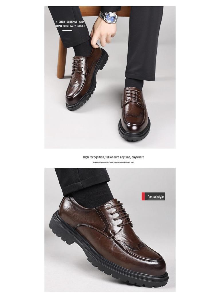 Pánské černé kožené brogue boty - Business, formální a ležérní styly vhodné na svatby nebo pro každodenní nošení.