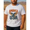 European Size Men'S Print Short-Sleeved T-shirt | Star-striped Eagle, American Pride, Casual Crew Neck, Pure, Suitable for Casual Commuting