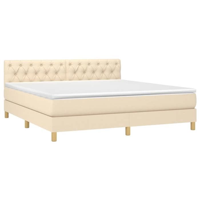 Maison Exclusive - Sommier à lattes de lit avec matelas Crème 160x200 cm Tissu