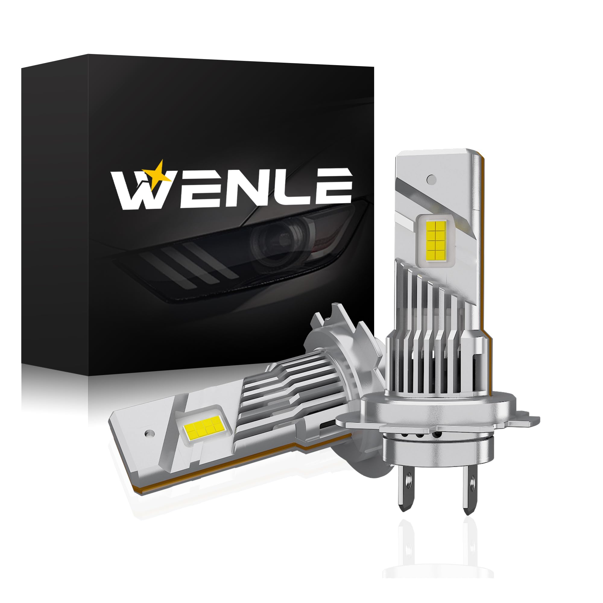 

WENLE H7 LED Headlight Bulb, Built-in Canceller, For Cars & Motorcycles, Compatible with New білий