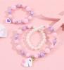 2023 Simulated Pearl Resin Beaded Necklace Colorful Bead Acrylic Necklace Bracelet Adjustable Accessories for Children