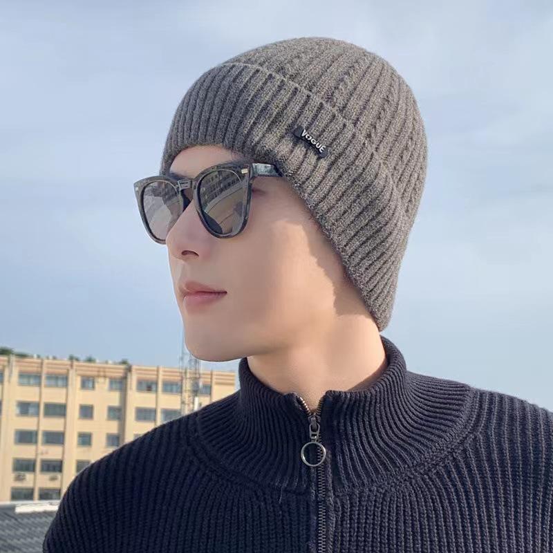 Knitted Hat Men's New Warm and Velvet Fashionable Wool Hat Casual Scarf Ear Protection Hat Thick Korean Cold Hat
