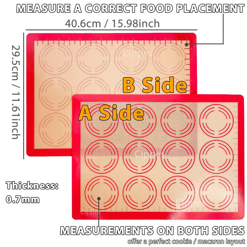 Silicone Baking Mat for Oven, Reusable Non-Stick Heat Resistant Bakeware Sheets with Measurements, for Cookie Macaron Pastry