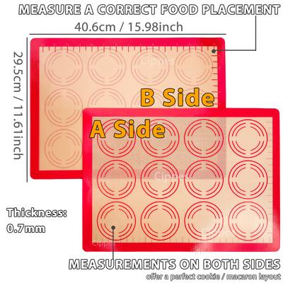 Silicone Baking Mat for Oven, Reusable Non-Stick Heat Resistant Bakeware Sheets with Measurements, for Cookie Macaron Pastry