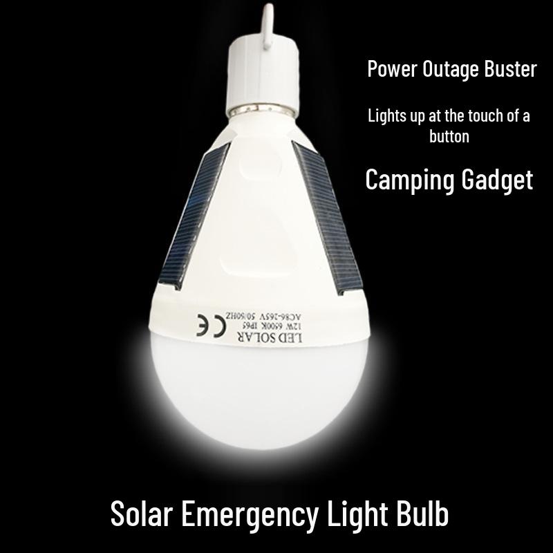 LED Solar Emergency Outdoor Light Bulb for Night Markets & Street Stalls—Low-Carbon Charging Lamp
