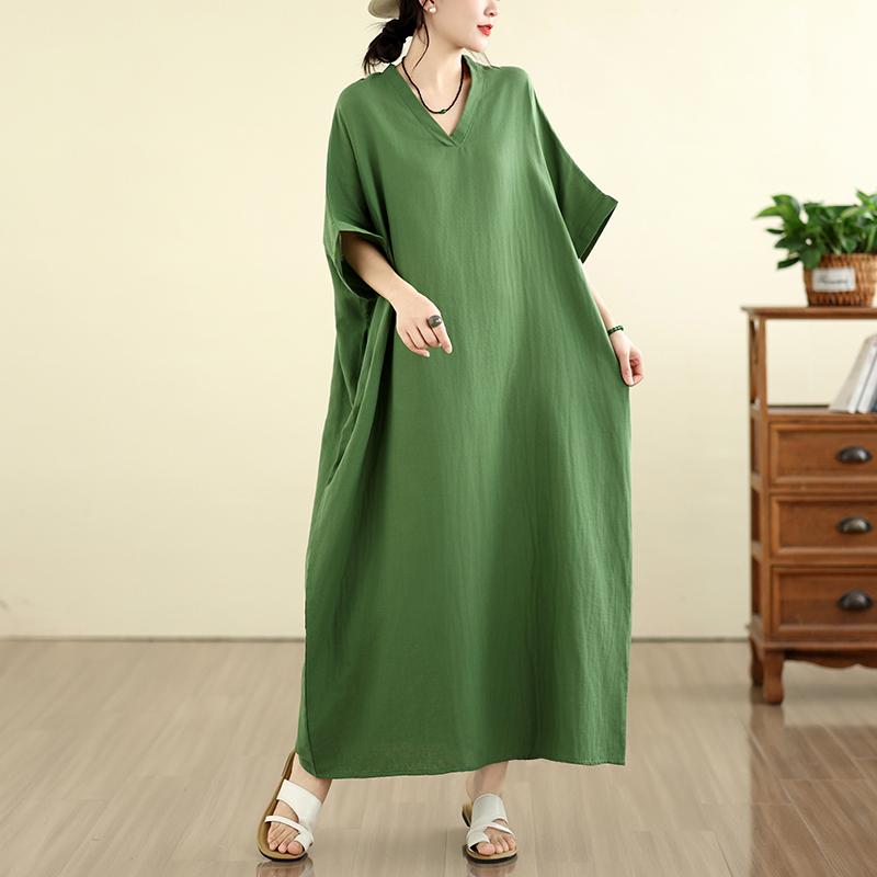 DIMANAF New 2026 Women Plus Size Summer Casual Holiday Long Dress Cotton Loose Oversize Maxi Beach Sundress Solid Elegant Lady