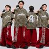 Kids Hip Hop Dance Outfit Set Boy Streetwear Loose Short Sleeve Top Letter Print Pants Performance