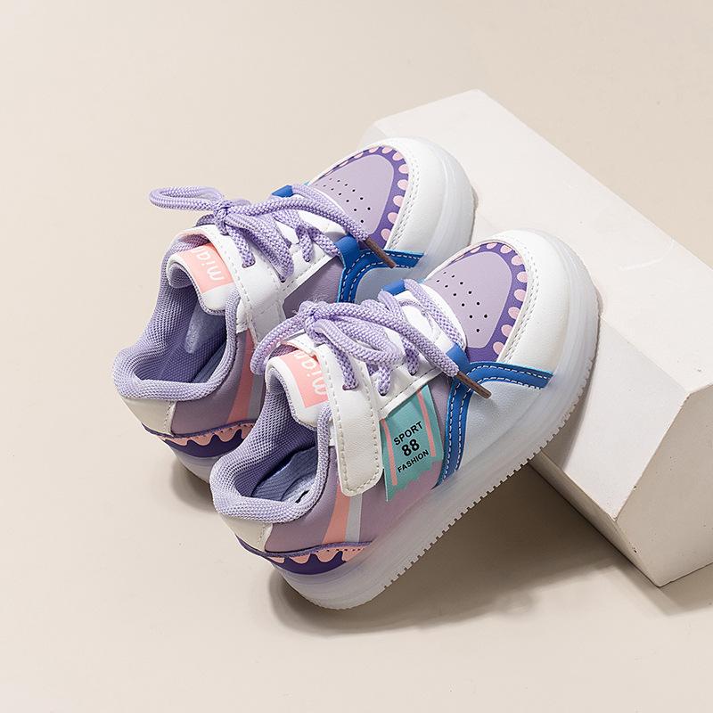 

[Spring Baby Girl Light Up Sneakers Korean Toddler Soft Sole Casual Shoes] size 25