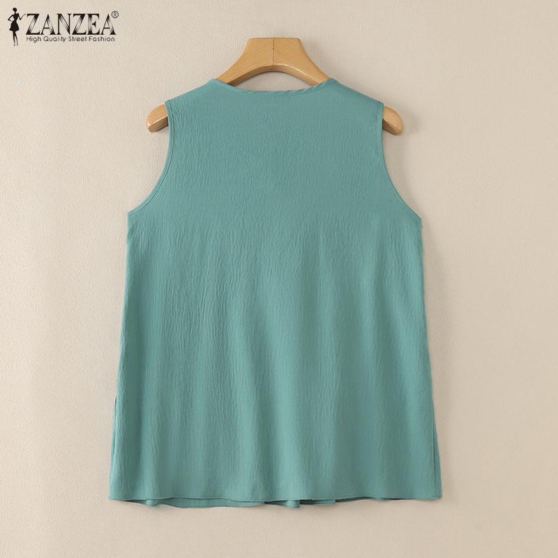 ZANZEA Dámské ležérní letní tílka bez rukávů s výstřihem do V