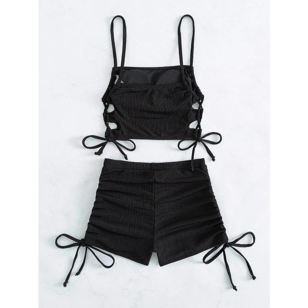 Sexy Bikini 2026 Women White Black Hollow Out Push Up Padded Two Piece Swimsuit Summer Bathing Suit Lace Up High Waist Swimwear