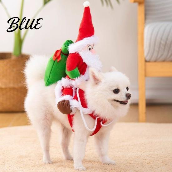 Festive Dog Clothes for Parties Santa Riding Pet Christmas Costume 3D Funny Rider Outfit Small Medium Apparel Dogs & Cats Adjustable Holiday Cosplay