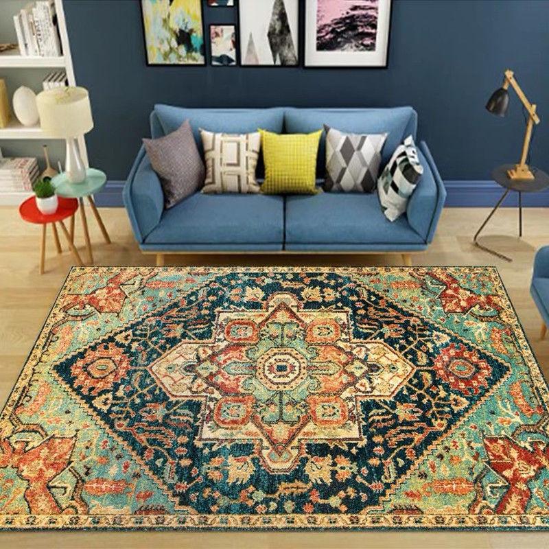Retro Bohemian Style Carpet Home Large Area Anti Slip Sofa Coffee Table Decoration Carpet