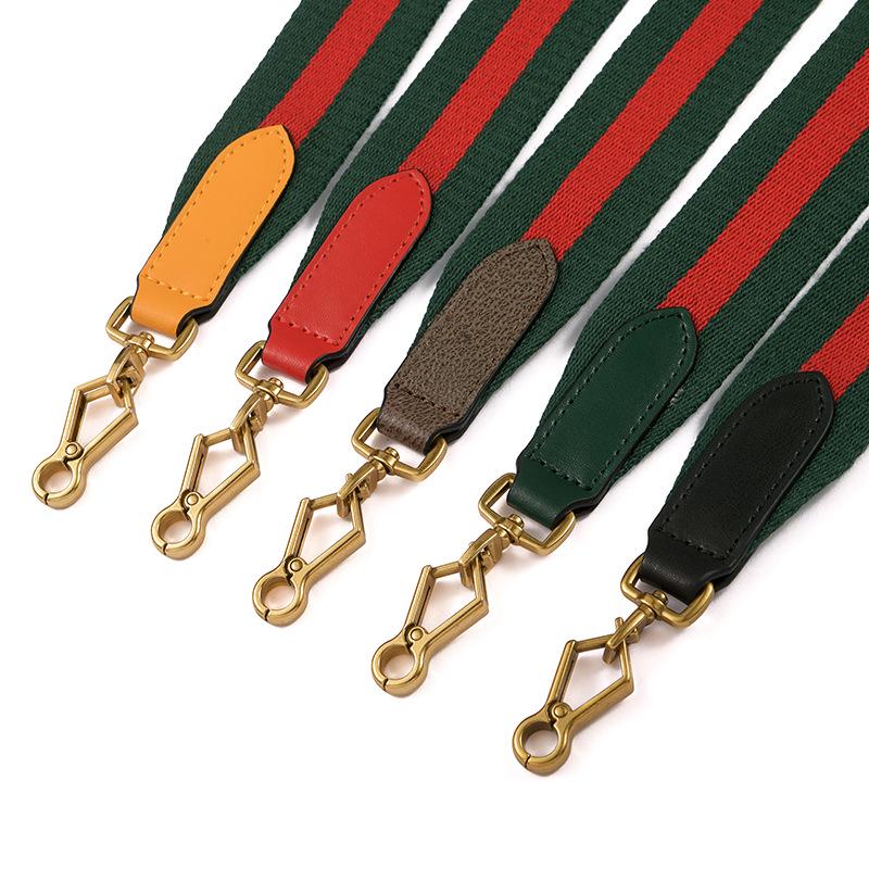 Adjustable 3.8CM Canvas Webbing Crossbody Strap in Green and Red - Single Purchase Replacement for G-Chi F-46 Bags