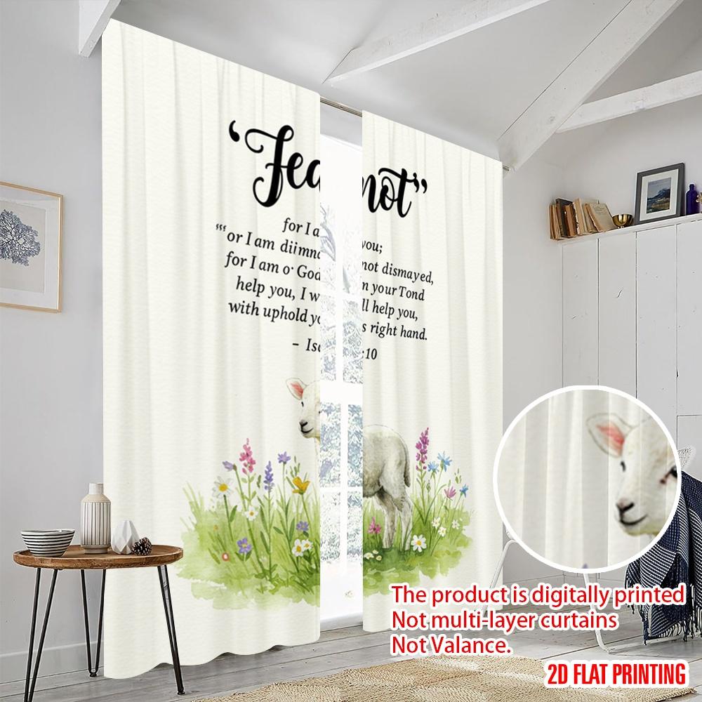 2pcs 2D Flat Printing Drapes Fear Not Lamb God Strength Fabric Without Electricity 0 for Wall Art Party Decoration