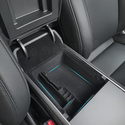 For Tesla Model 3 Model Y 2022 2023 Car Central Armrest Storage Box Flocking/ABS Interior
