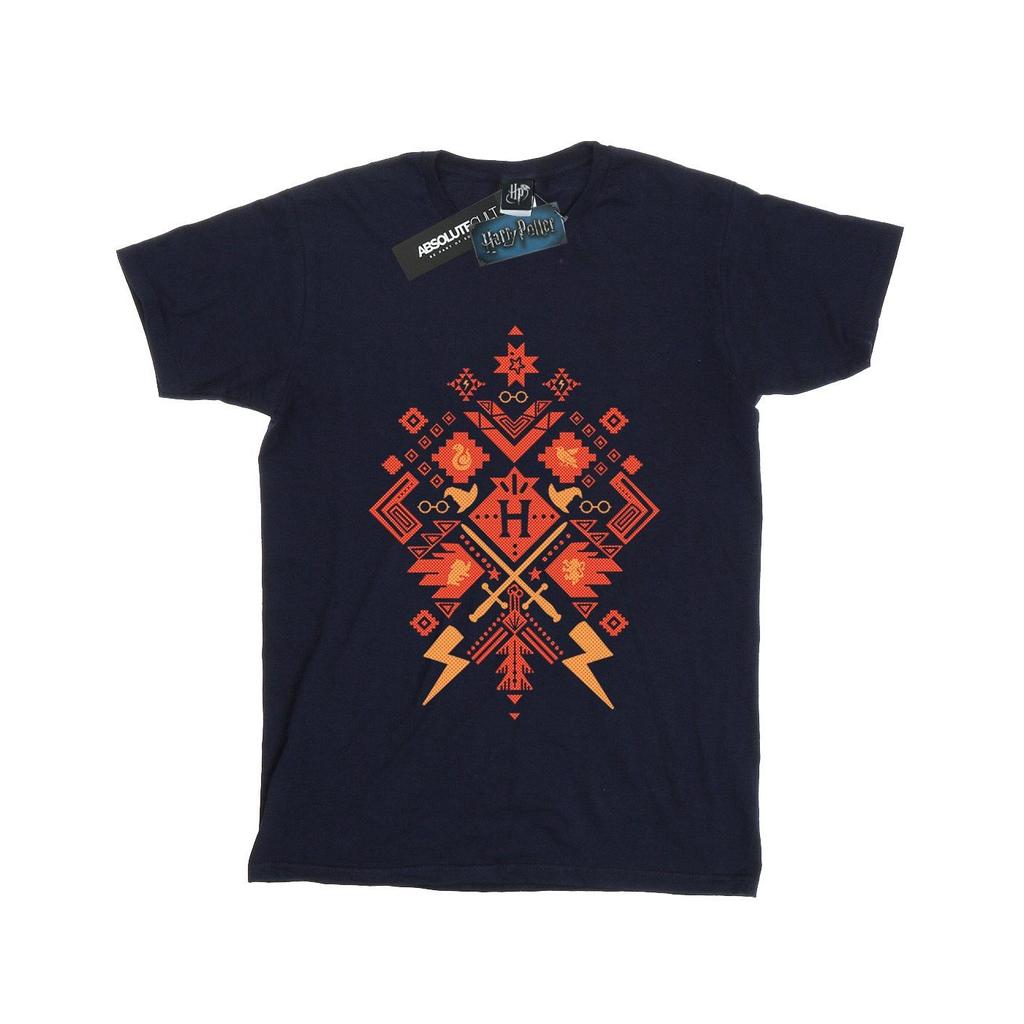 HARRY POTTER Womens/Ladies Christmas Fair Isle Cotton Boyfriend T-Shirt