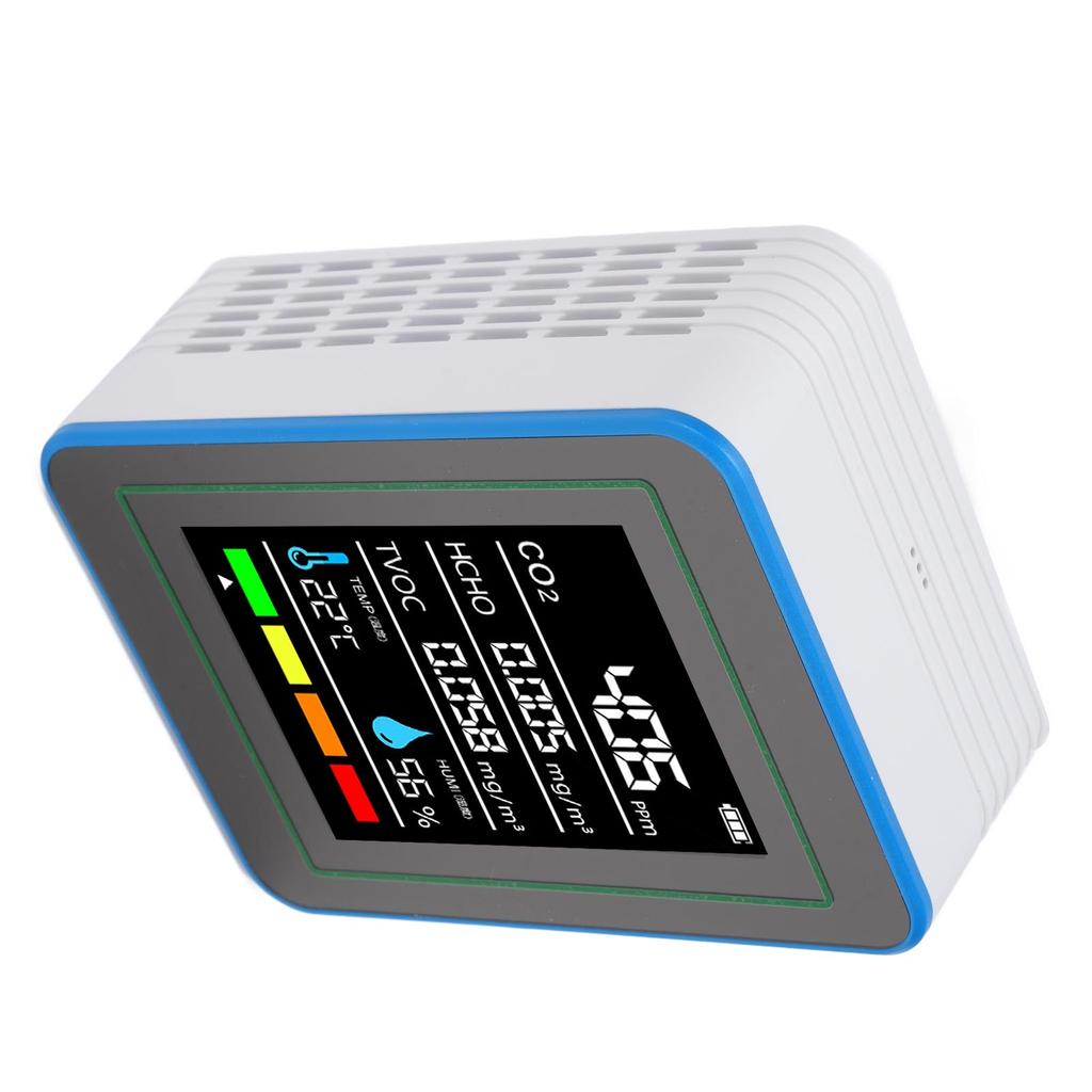 Air Quality Detector 5 In 1 CO2 TVOC HCHO Temperature Humidity Detection Portable Rechargeable Air