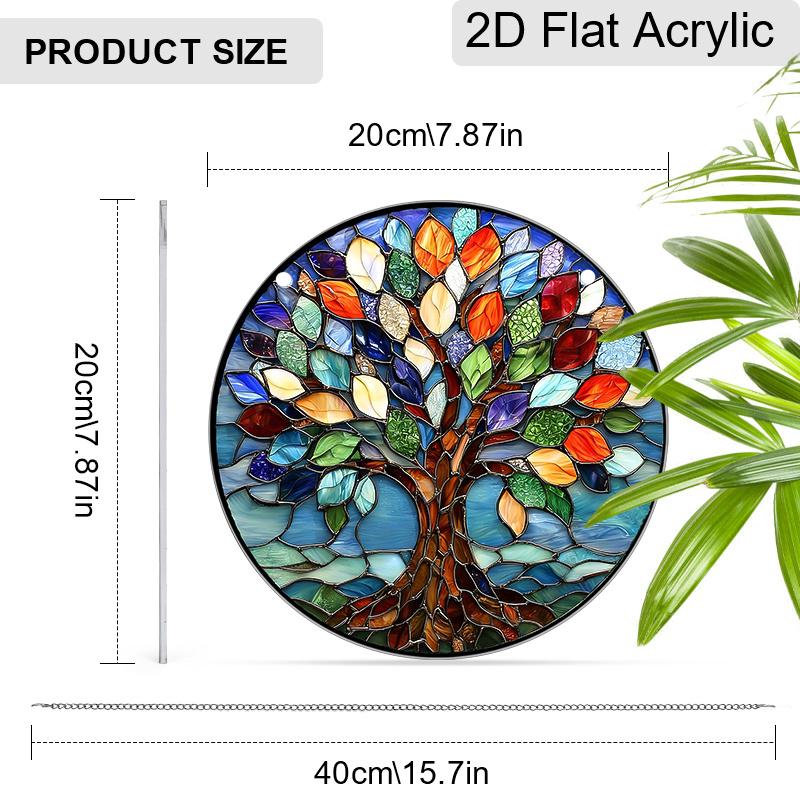 Acrylic Colorful Tree of Life Suncatcher Stained Glass Effect Window Hanging Ornament Spiritual Home Decor Gifts